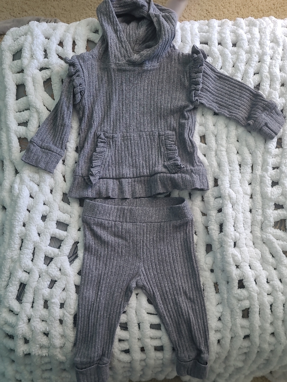 kate quinn Ribbed Hoodie & Leggings Set - Gray